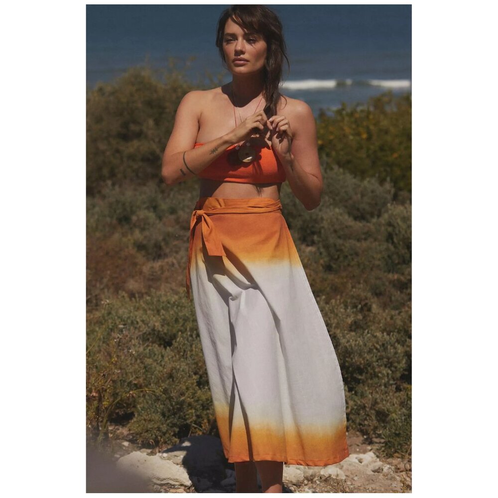 SIGAL | 100% Cotton Wrap Circle Skirt Naranja | NWT
